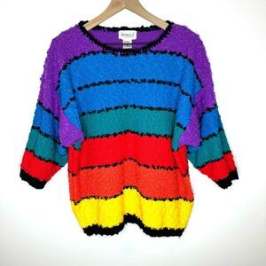 Vintage Rainbow Chunky Sweater Shirt Short Sleeve Partners by Mervyns size 24w